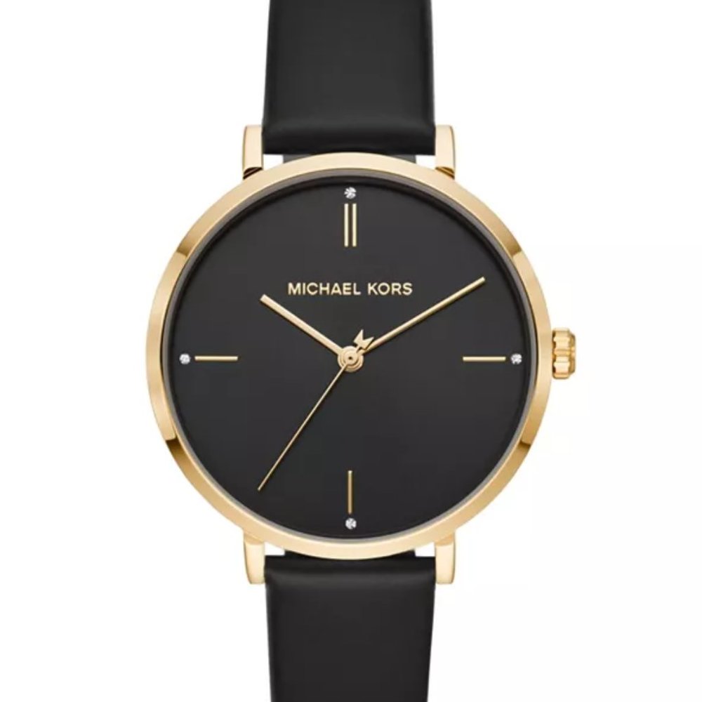 MICHAEL KORS Womens Jayne Black Leather Strap 38MM